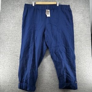 J.Jill Love Linen Cuffed Ankle Pants Women Size 2X Blue Casual New